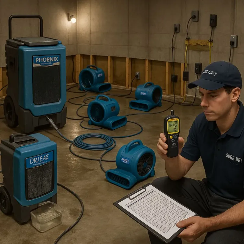 Structural Drying and Dehumidification process in Chrisman, IL